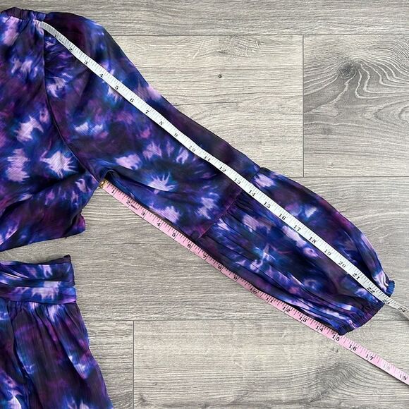 ShopBop RAHI Leila Cut Out Midi Dress Front Slit Chiffon Purple Tie Dye Small - Picture 12 of 12